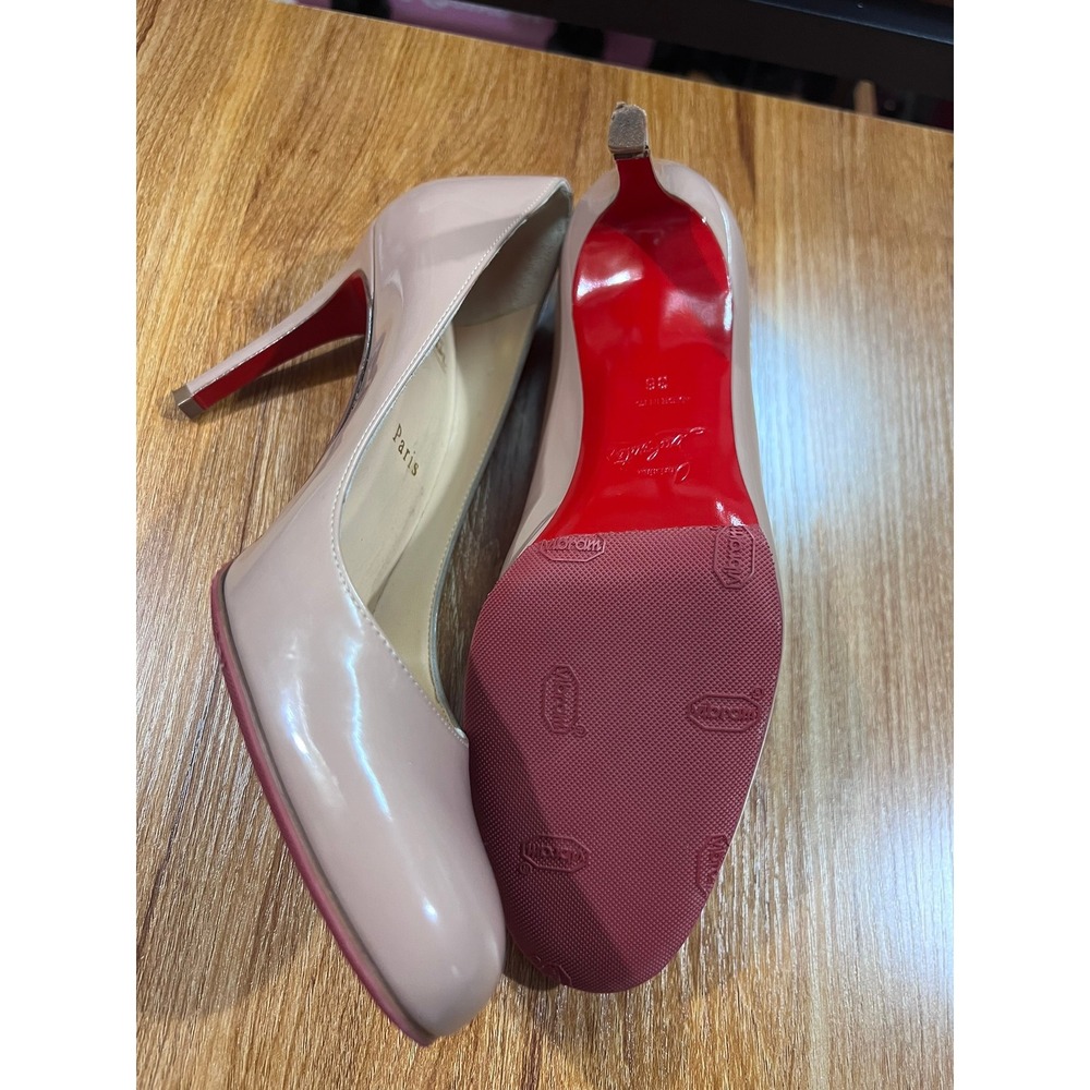 Christian Louboutin Simple Pump Nude Patent Leather Red Bottom Heels Size 36 - Picture 5 of 6